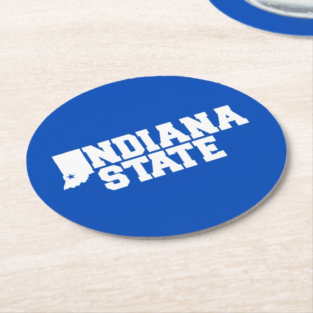 Dessous-de-verre Rond En Papier Logo Indiana State (Incliné)