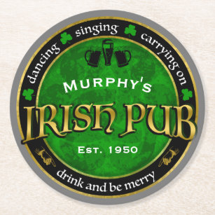 Dessous-de-verre Rond En Papier Logo irlandais personnalisé et rond de Pub