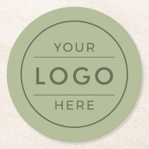 Dessous-de-verre Rond En Papier Logo personnalisé d'entreprise de couleur vert sau