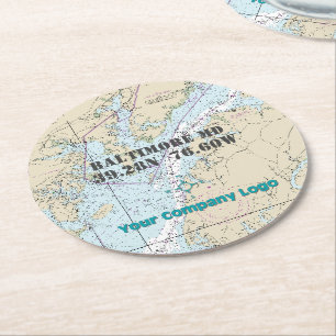 Dessous-de-verre Rond En Papier Logo promotionnel Latitude Longitude Maryland Char