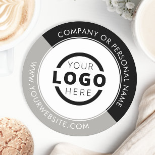 Dessous-de-verre Rond En Papier Logo promotionnel personnalisé en gris