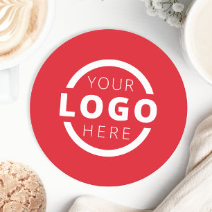 Dessous-de-verre Rond En Papier Logo promotionnel personnalisé en rouge