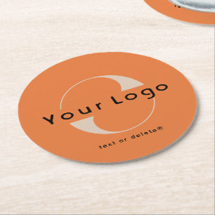 Dessous-de-verre Rond En Papier Logo sur Orange + Black Text Company Business