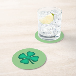 Dessous-de-verre Rond En Papier Lucky 4 feuilles irlandais Clover dessous de verre