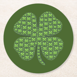 Dessous-de-verre Rond En Papier Lucky Irish Clover Dark Green