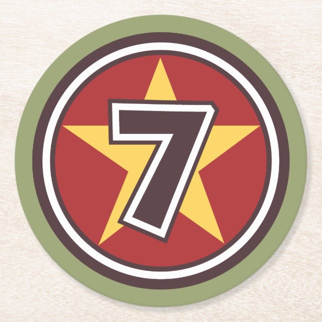 Dessous-de-verre Rond En Papier Lucky Numéro 7 (Devant)