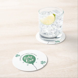 Dessous-de-verre Rond En Papier Lucky One 1er Anniversaire St Patricks Day Trèfle