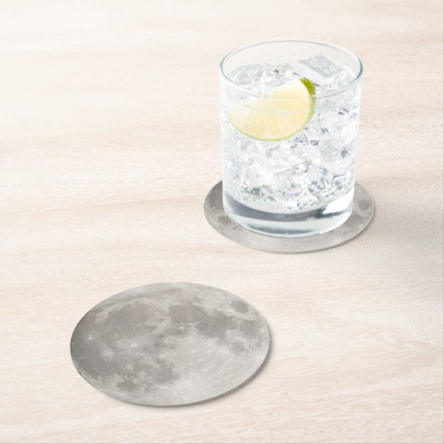 Dessous-de-verre Rond En Papier Lune (En situation)