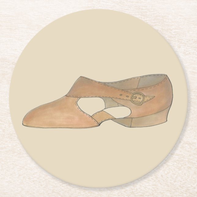 Dessous-de-verre Rond En Papier Lyrical Tan Moderne Danse Enseignant Chaussure Imp (Devant)