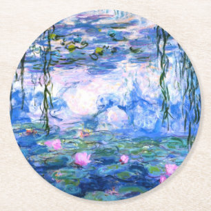 Dessous-de-verre Rond En Papier Lys d'eau rose Monet