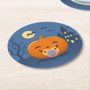Dessous-de-verre Rond En Papier Ma première citrouille de suceuse Halloween