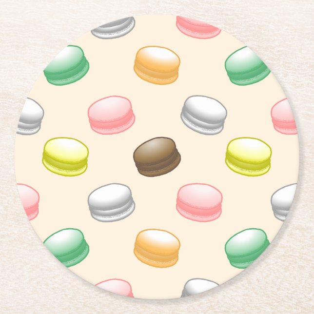 Dessous-de-verre Rond En Papier Macarons doux 16 (Devant)