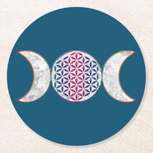 Dessous-de-verre Rond En Papier Magie Triple Moon - Spirit Flower Of Life 2
