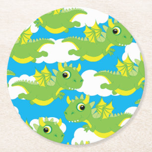Dessous-de-verre Rond En Papier Magique Dragon mignonne 1er anniversaire Dessous d