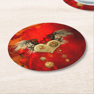 Dessous-de-verre Rond En Papier Magnifique coeur steampunk