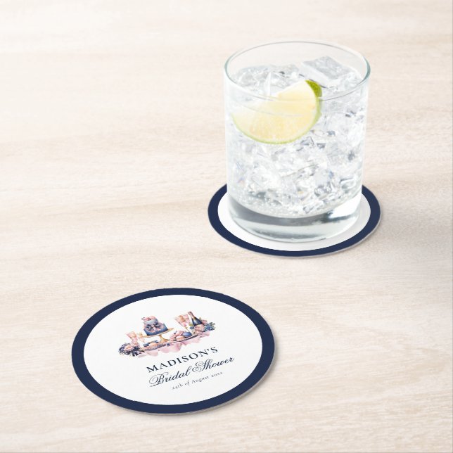 Dessous-de-verre Rond En Papier Magnifique Mariage Personnalisé (En situation)