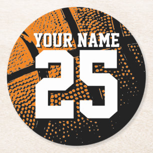 Dessous-de-verre Rond En Papier Maillot de basket-ball personnalisé avec numéro et