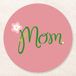 Dessous-de-verre Rond En Papier Maman Dessous de verre de papier rond fraise rose