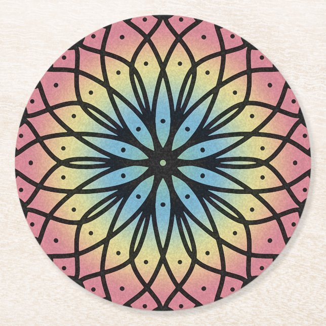 Dessous-de-verre Rond En Papier Mandala (Devant)