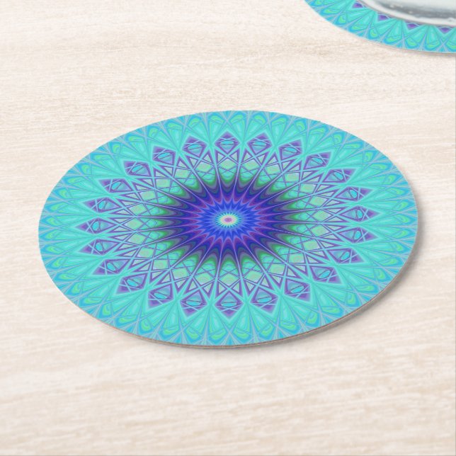 Dessous-de-verre Rond En Papier Mandala congelé (Incliné)