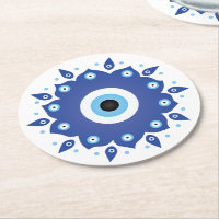 Mandala Grec Mal Oeil Bleu Blanc