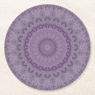 Dessous-de-verre Rond En Papier Mandala Rêve Aquarelle dans des Teintes de Violet