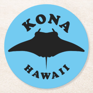 Dessous-de-verre Rond En Papier Manta Ray Plongée à Kona, Hawaii