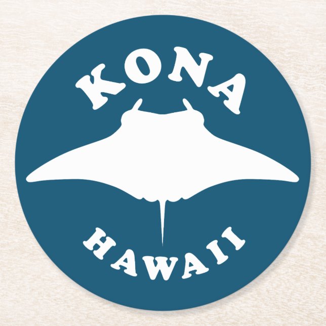 Dessous-de-verre Rond En Papier Manta Ray Plongée à Kona, Hawaii (Devant)