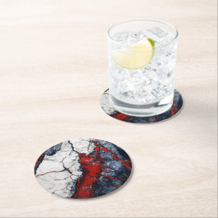 Dessous-de-verre Rond En Papier Marbre bleu blanc Motif