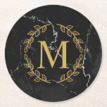Dessous-de-verre Rond En Papier Marbre noir<br><div class="desc">Marbre noir</div>