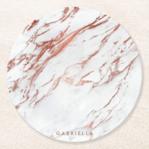 Dessous-de-verre Rond En Papier Marbre rose d'or