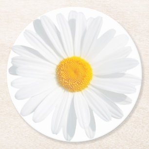 Dessous-de-verre Rond En Papier marguerite blanche
