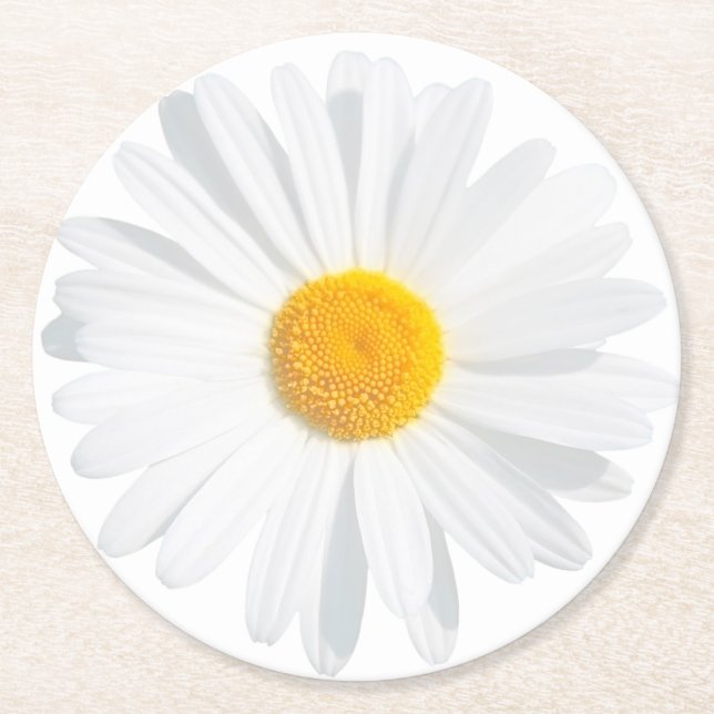 Dessous-de-verre Rond En Papier marguerite blanche (Devant)