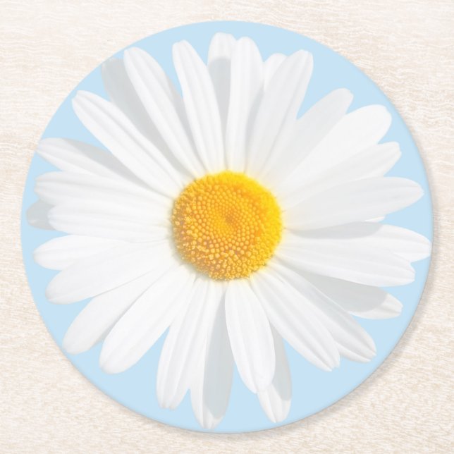 Dessous-de-verre Rond En Papier marguerite blanche (Devant)