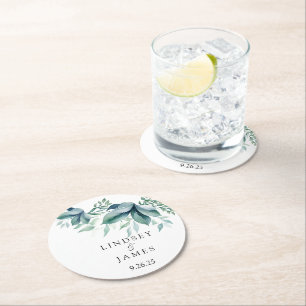 Dessous-de-verre Rond En Papier Mariage