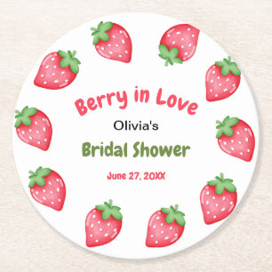 Dessous-de-verre Rond En Papier Mariage aux fraises rose et rouge Berry in Love 