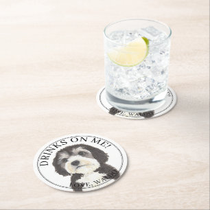 Dessous-de-verre Rond En Papier Mariage Bernedoodle personnalisé