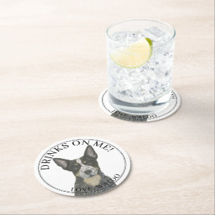 Dessous-de-verre Rond En Papier Mariage Blue Australian Cattledog Heeler