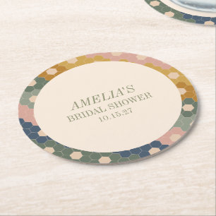Dessous-de-verre Rond En Papier Mariage Bohème Champêtre Personnalisé Shower de Ma