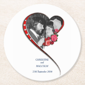 Dessous-de-verre Rond En Papier Mariage cardiaque