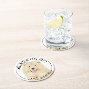 Dessous-de-verre Rond En Papier Mariage Chow Chow Chien personnalisé