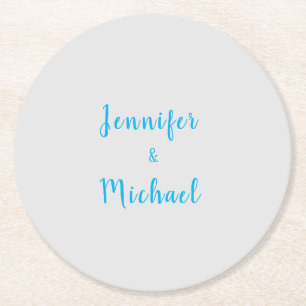 Dessous-de-verre Rond En Papier Mariage Classique Ciel bleu gris