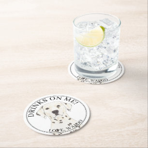 Dessous-de-verre Rond En Papier Mariage de chien dalmate personnalisé