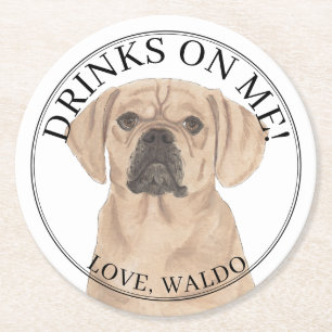 Dessous-de-verre Rond En Papier Mariage de chien de bascule personnalisé