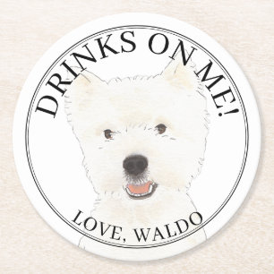Dessous-de-verre Rond En Papier Mariage de chien de Terrier de Westie Highland per