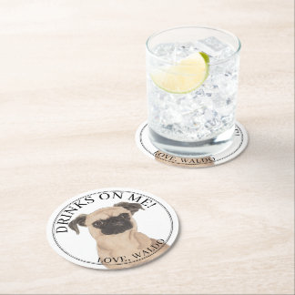 Dessous-de-verre Rond En Papier Mariage de chien Griffon de Bruxelles personnalisé