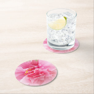 Dessous-de-verre Rond En Papier Mariage de design floral rose