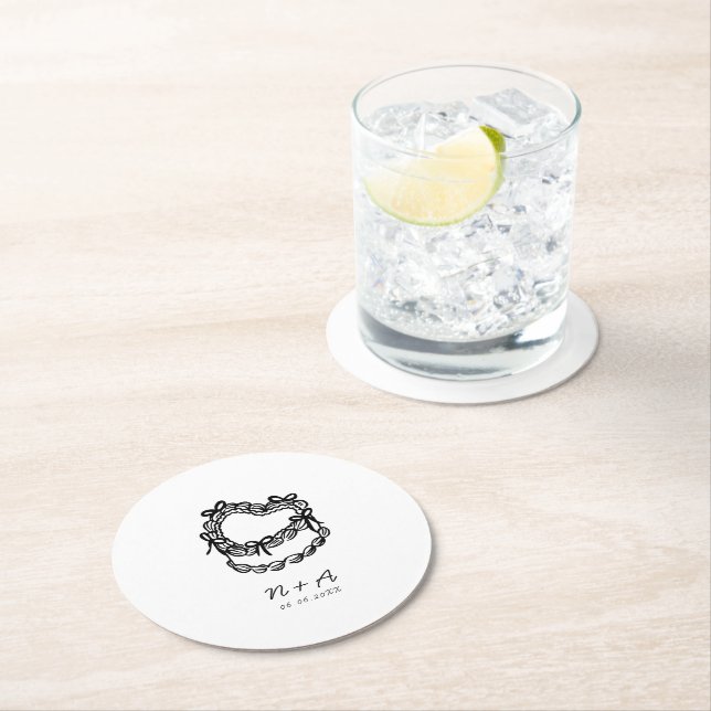 Dessous-de-verre Rond En Papier Mariage de gâteau à main fantaisie (En situation)