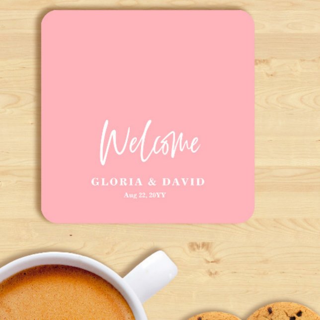 Dessous-de-verre Rond En Papier Mariage de Merci rose (Créateur téléchargé)