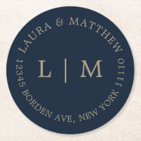 Mariage de monogramme bleu marine